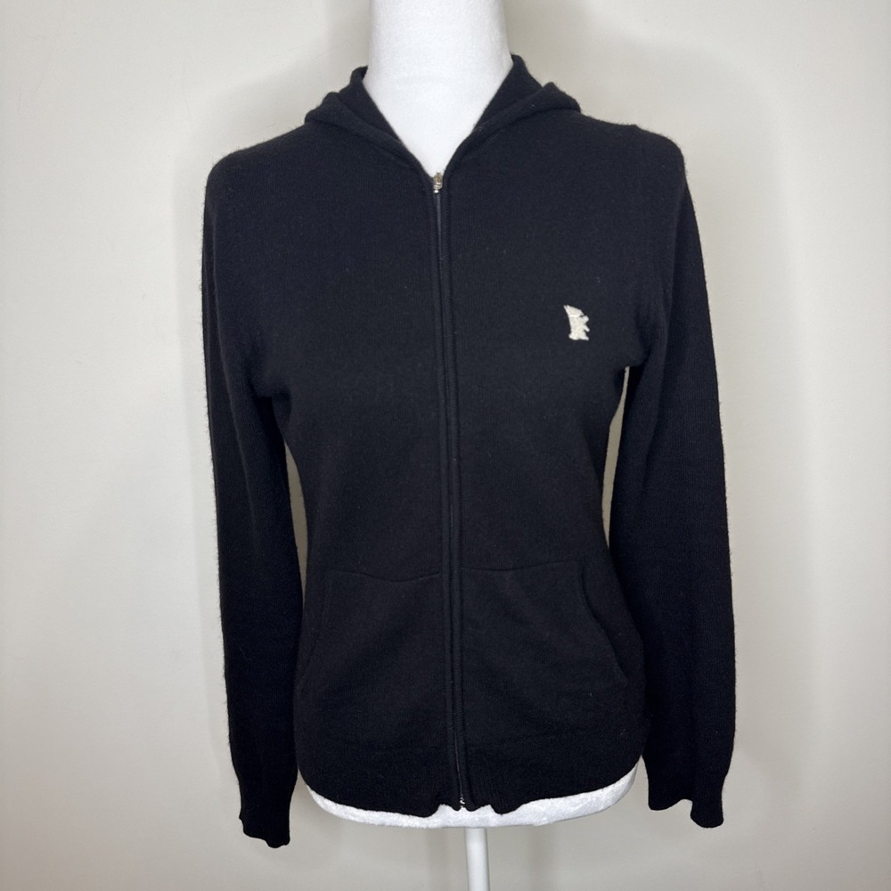 Vintage Y2K Juicy Couture 100% Cashmere Hoodie Zip Up Medium Black Dog Preppy‎
